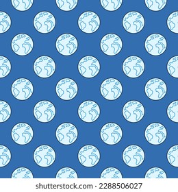 Vector Earth Globe concept blue seamless pattern