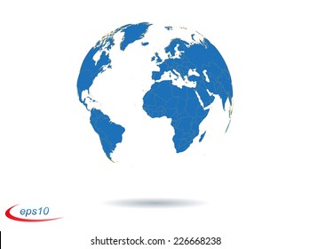 Vector earth globe with countries borders