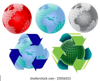 Vector earth globe elements with europe and africa facing forward