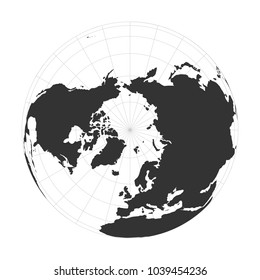 Vector Earth Globe fokussiert auf Arktis und Nordpol.