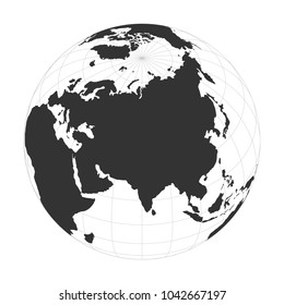 Vector Earth globe focused on Asia continent.
