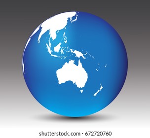 Vector Earth Globe Icon With Map Of Australia.