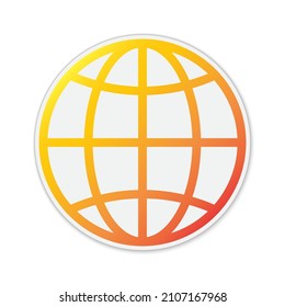 Vector Earth Globe icon. Paper sticker with shadow. Colorful Globe icon isolated.