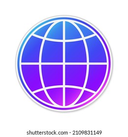 Vector Earth Globe icon. Paper sticker with shadow. Colorful Globe icon isolated.