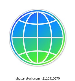Icono del Vector Earth Globe. Pegatina de papel con sombra. Icono de Globe colorido aislado.