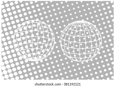 vector earth globe icons on color halftone background