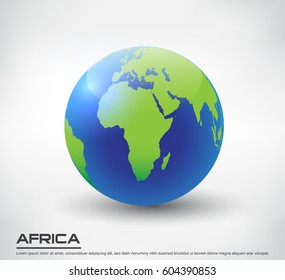 Vector earth globe icon.World globe with map of Africa.