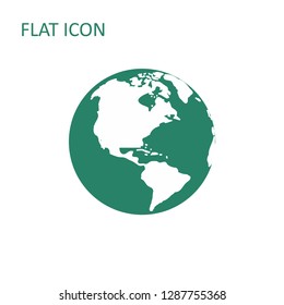 Vector earth globe illustration. planet symbol. world map icon