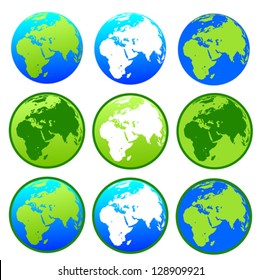 Vector Earth globes  isolated on white background