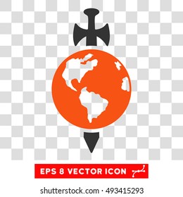 Vector Earth Guard Sword EPS vector pictogram. Illustration style is flat iconic bicolor orange and gray symbol on a transparent background.