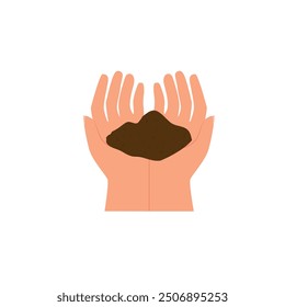 Vector de la tierra en manos sobre fondo blanco. Icono de Vector.