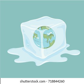 Vector of earth in ice cube