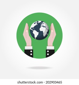 Vector earth icon. Ecology, world, business concept.