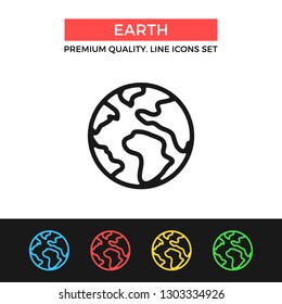 Vector Earth icon. Globe, planet concepts. Premium quality graphic design. Modern signs, outline symbols collection, simple thin line icons set for websites, web design, mobile app, infographics