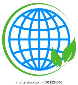 Vector of a earth and leaf logo combination. Planet and ecology symbol or icon.