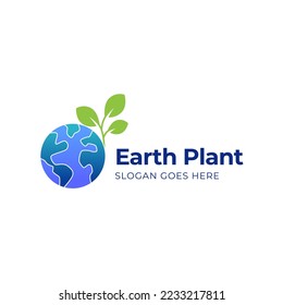 Vector of a earth and leaf logo combination. Planet and eco symbol or icon. Unique global and natural, organic logotype design template.