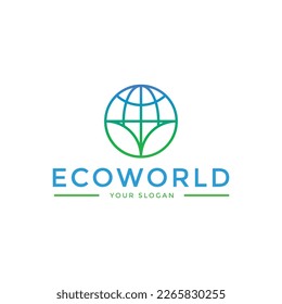 Vector of a earth and leaf logo combination. Planet and eco symbol or icon. Unique global and natural, organic logotype design template