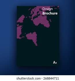 Vector earth map globe silhouette brochure / booklet cover design templates collection A4