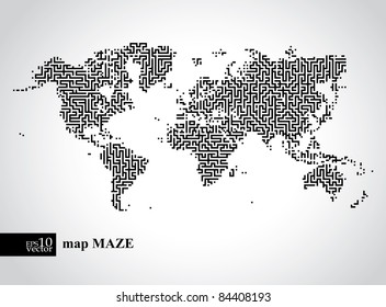 Vector earth maze map concept