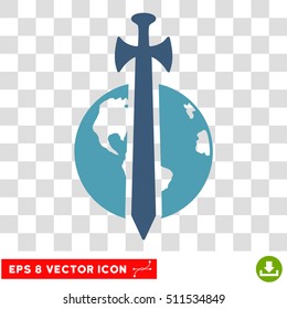 Vector Earth Military Protection EPS vector pictogram. Illustration style is flat iconic bicolor cyan and blue symbol on a transparent background.