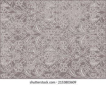 Vector Earth Moderne Farbtöne mit Teppichbadematte und ethnisch-blumengestautem Motiv im Rug-Boho-Stil mit bedrückter, gewebter Textur und Effekt Antiquitäts-Teppichboden 