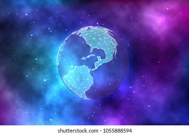 vector earth planet on bright abstract background