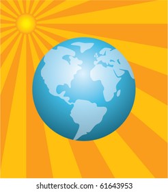 vector earth and the rising sun