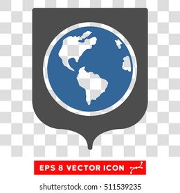 Vector Earth Shield EPS vector pictogram. Illustration style is flat iconic bicolor cobalt and gray symbol on a transparent background.