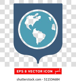 Vector Earth Shield EPS vector pictograph. Illustration style is flat iconic bicolor cyan and blue symbol on a transparent background.