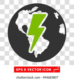 Vector Earth Shock EPS vector pictogram. Illustration style is flat iconic bicolor eco green and gray symbol on a transparent background.
