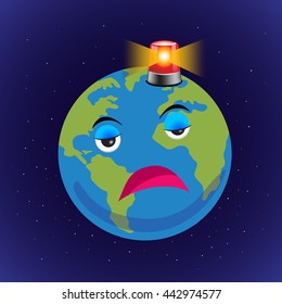 Vector of earth with siren, Go Green, Save the Earth. illustration