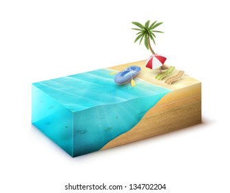 vector Earth slice - sandy beach