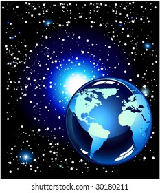 VECTOR Earth in the Space with stars background