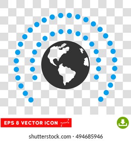 Vector Earth Sphere Shield EPS vector icon. Illustration style is flat iconic bicolor blue and gray symbol on a transparent background.