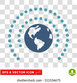 Vector Earth Sphere Shield EPS vector icon. Illustration style is flat iconic bicolor cyan and blue symbol on a transparent background.