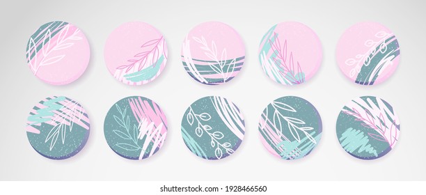 Vector earth tone abstract doodle icon for social networks highlighted stories minimalistic boho foliage line art abstract backgrounds floral in nude eco style good to use for banner ads