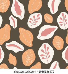 Vector earth tones brown leaves seamless pattern background. Perfect for fabric, wallpaper, scrapbooking, stationery, invitation projects.