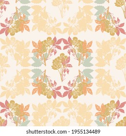 Vector earth tones wild berries seamless pattern background. Perfect for fabric, wallpaper, scrapbooking, stationery, invitation projects.