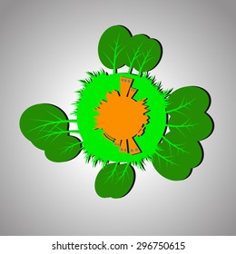 Vector : Earth and tree building house