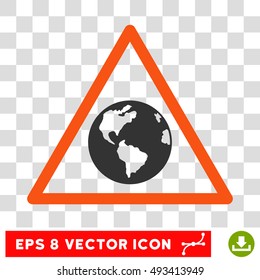 Vector Earth Warning EPS vector pictogram. Illustration style is flat iconic bicolor orange and gray symbol on a transparent background.