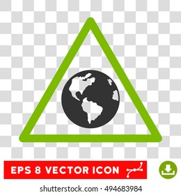 Vector Earth Warning EPS vector pictograph. Illustration style is flat iconic bicolor eco green and gray symbol on a transparent background.
