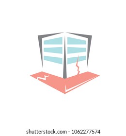 vector Earthquake icon with damaged house isolated on white background. Natural disaster sign or symbol