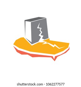vector Earthquake icon with damaged house isolated on white background. Natural disaster sign or symbol