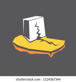 vector Earthquake icon with damaged house isolated on grey background. Natural disaster sign or symbol