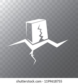 vector Earthquake icon with damaged house isolated on transparent background. Natural disaster sign or symbol