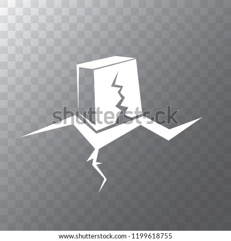 vector Earthquake icon with damaged house isolated on transparent background. Natural disaster sign or symbol