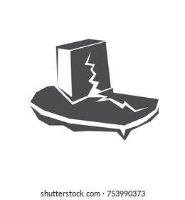 vector Earthquake v icon with damaged house isolated on white background. Natural disaster sign or symbol