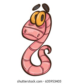Vector earthworm isolated on white background