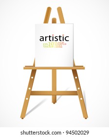 Vector easel with blank canva