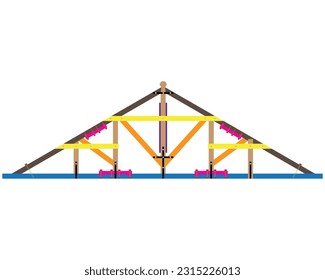 vector of an easel construction made of wood which is usually used as a frame for the design of the roof of a building or house made with colorful shapes so that every dot of wooden beams is visible